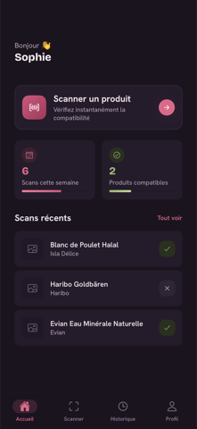 Écran d'accueil de Foodproof
